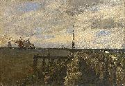 Julius Ludwig Friedrich Runge Nordseelandschaft mit Booten an einem dunstigen Morgen painting